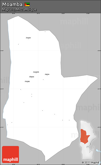 Gray Simple Map of Moamba, single color outside