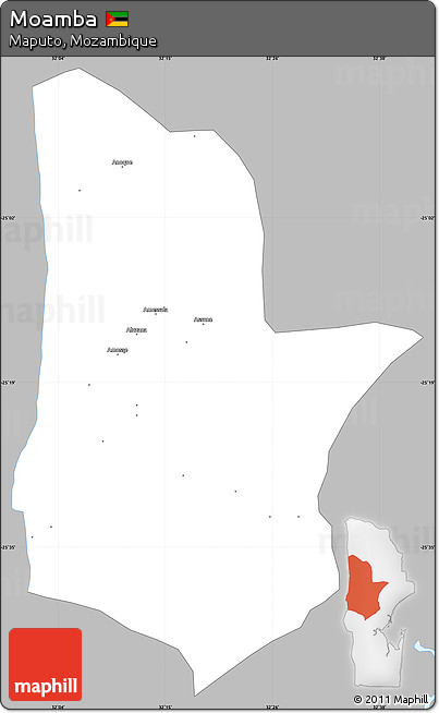 Gray Simple Map of Moamba, single color outside
