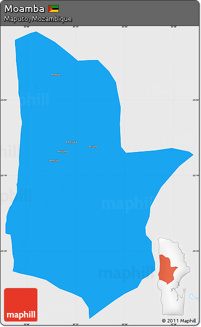 Political Simple Map of Moamba, single color outside