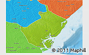 Physical 3D Map of Angoche, political outside