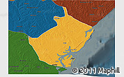 Political 3D Map of Angoche, darken