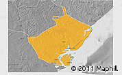 Political 3D Map of Angoche, desaturated