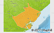 Political 3D Map of Angoche, physical outside
