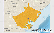 Political 3D Map of Angoche, shaded relief outside
