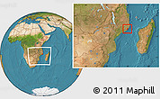 Satellite Location Map of Angoche, within the entire country