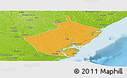 Political Panoramic Map of Angoche, physical outside