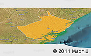 Political Panoramic Map of Angoche, satellite outside