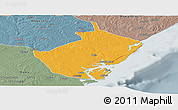 Political Panoramic Map of Angoche, semi-desaturated