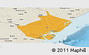 Political Panoramic Map of Angoche, shaded relief outside