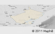 Shaded Relief Panoramic Map of Angoche, desaturated
