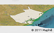 Shaded Relief Panoramic Map of Angoche, satellite outside