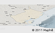 Shaded Relief Panoramic Map of Angoche, semi-desaturated