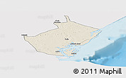 Shaded Relief Panoramic Map of Angoche, single color outside