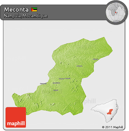 Physical 3D Map of Meconta, single color outside