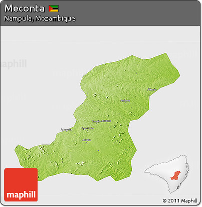 Physical 3D Map of Meconta, single color outside