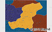 Political 3D Map of Meconta, darken