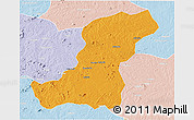 Political 3D Map of Meconta, lighten
