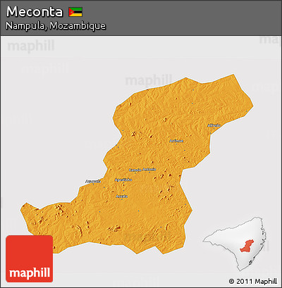 Political 3D Map of Meconta, single color outside