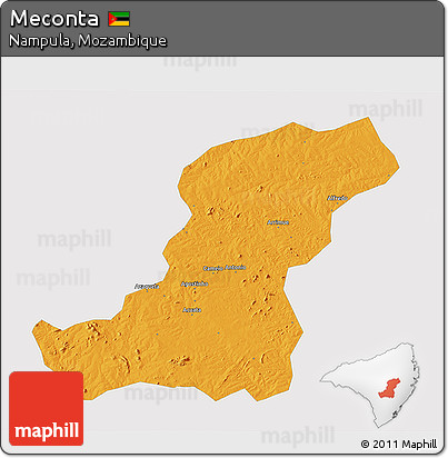 Political 3D Map of Meconta, single color outside