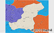 Shaded Relief 3D Map of Meconta, political outside