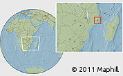Savanna Style Location Map of Meconta, within the entire country, hill shading