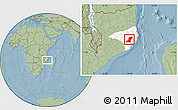 Savanna Style Location Map of Meconta, highlighted parent region, hill shading