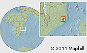 Savanna Style Location Map of Meconta, hill shading