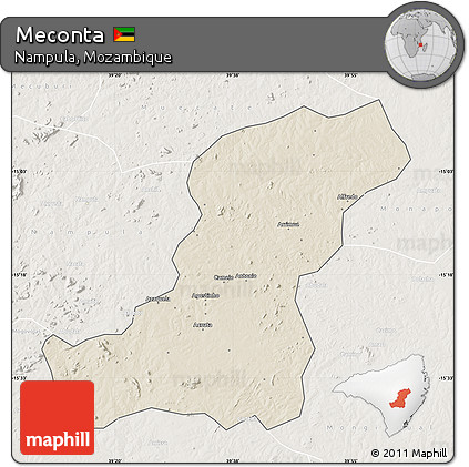 Shaded Relief Map of Meconta, lighten