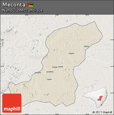 Shaded Relief Map of Meconta, lighten