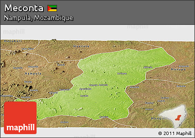 Physical Panoramic Map of Meconta, satellite outside