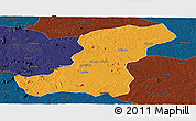 Political Panoramic Map of Meconta, darken