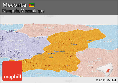 Political Panoramic Map of Meconta, lighten