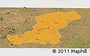 Political Panoramic Map of Meconta, satellite outside