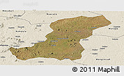 Satellite Panoramic Map of Meconta, shaded relief outside