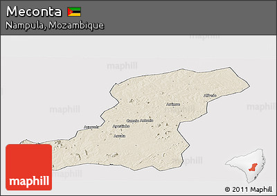 Shaded Relief Panoramic Map of Meconta, cropped outside