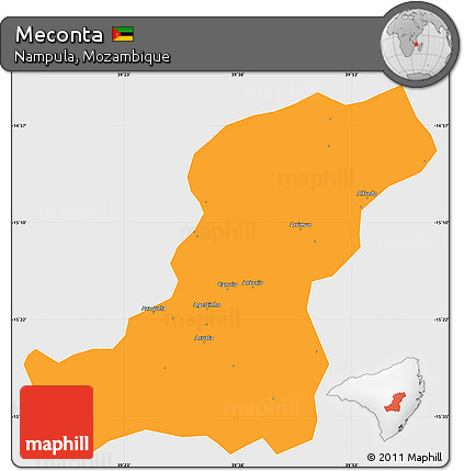 Political Simple Map of Meconta, single color outside