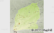 Physical 3D Map of Mecuburi, semi-desaturated