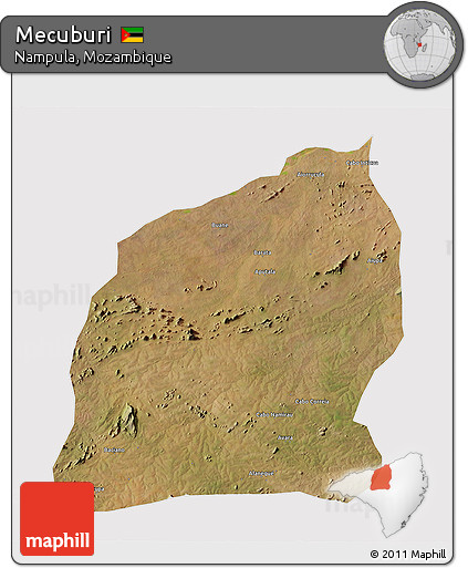 Satellite 3D Map of Mecuburi, cropped outside