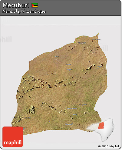 Satellite 3D Map of Mecuburi, cropped outside