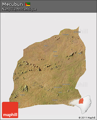 Satellite 3D Map of Mecuburi, cropped outside