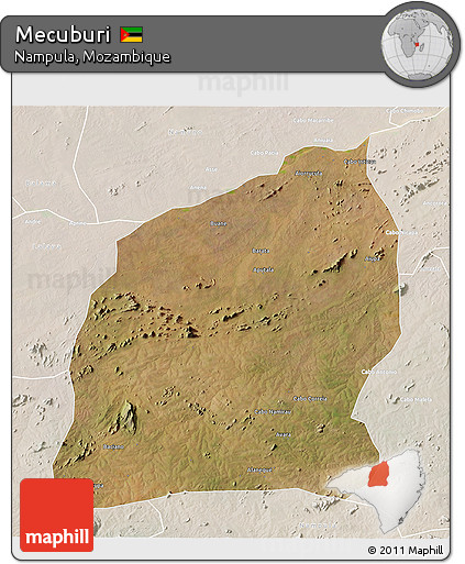 Satellite 3D Map of Mecuburi, lighten