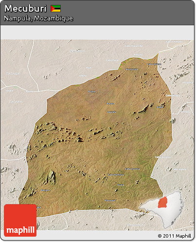 Satellite 3D Map of Mecuburi, lighten