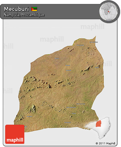Satellite 3D Map of Mecuburi, single color outside