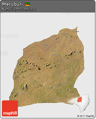 Satellite 3D Map of Mecuburi, single color outside