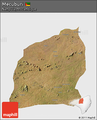 Satellite 3D Map of Mecuburi, single color outside