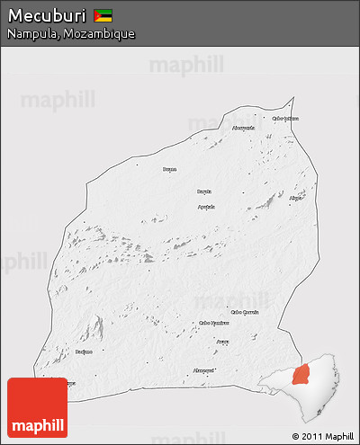 Silver Style 3D Map of Mecuburi, single color outside