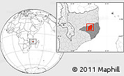 Blank Location Map of Mecuburi, highlighted country, highlighted parent region