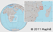 Gray Location Map of Mecuburi, within the entire country