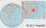 Gray Location Map of Mecuburi, hill shading