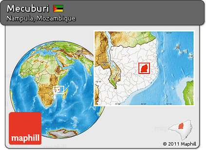 Physical Location Map of Mecuburi, highlighted country